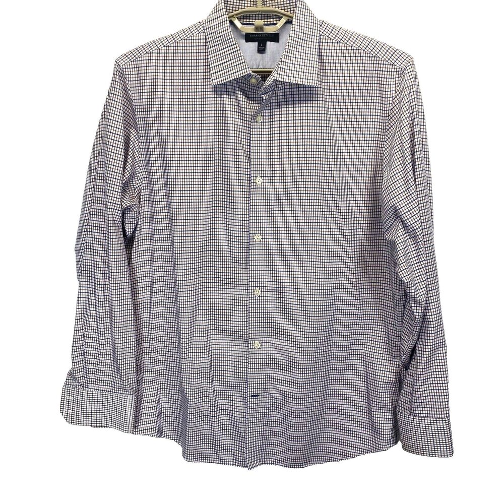 Banana Republic Dress Shirt Men's Large 16-16.5 35.5 Slim Fit Non-Iron Check